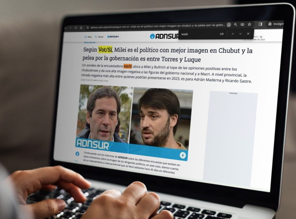Mockup de la nota de ADN Sur