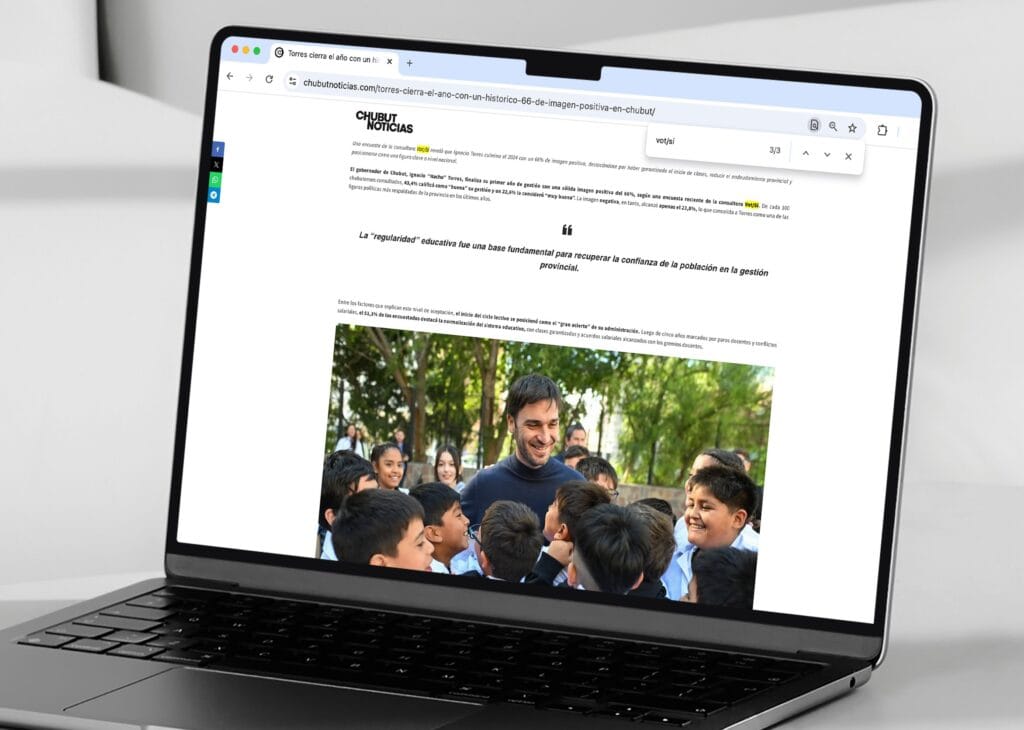 Mockup de la nota de Chubut Noticias