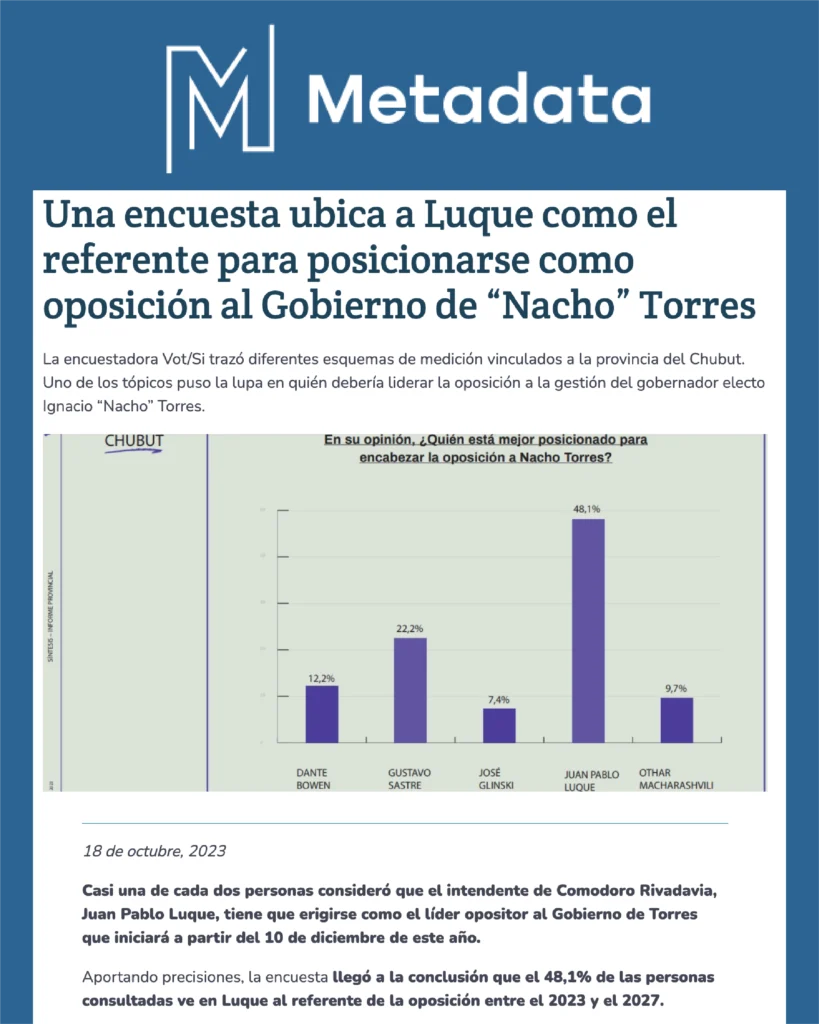 Mockup de la nota de Metadata Noticias