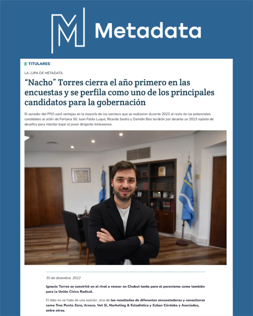 Mockup de la nota de Metadata Noticias